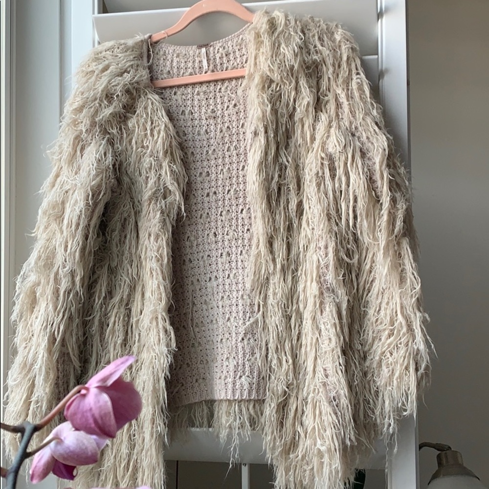 Free People Shag Sweater Jacket